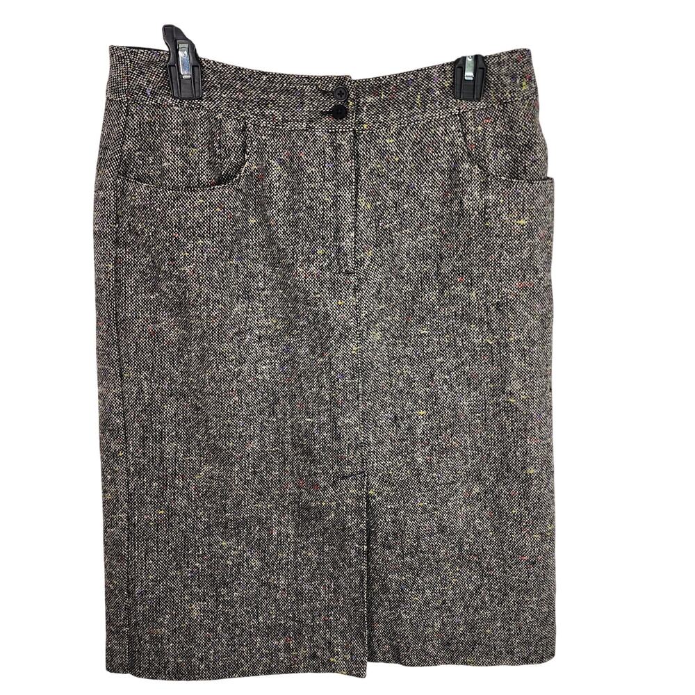 Vintage Talbots Women Wool Blend Tweed Pencil Midi Skirt Size 10 Pocket Academia